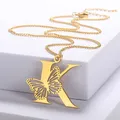Zierliche große Schmetterling Buchstaben Halsketten für Frauen Mädchen Schmuck Edelstahl Kette erste