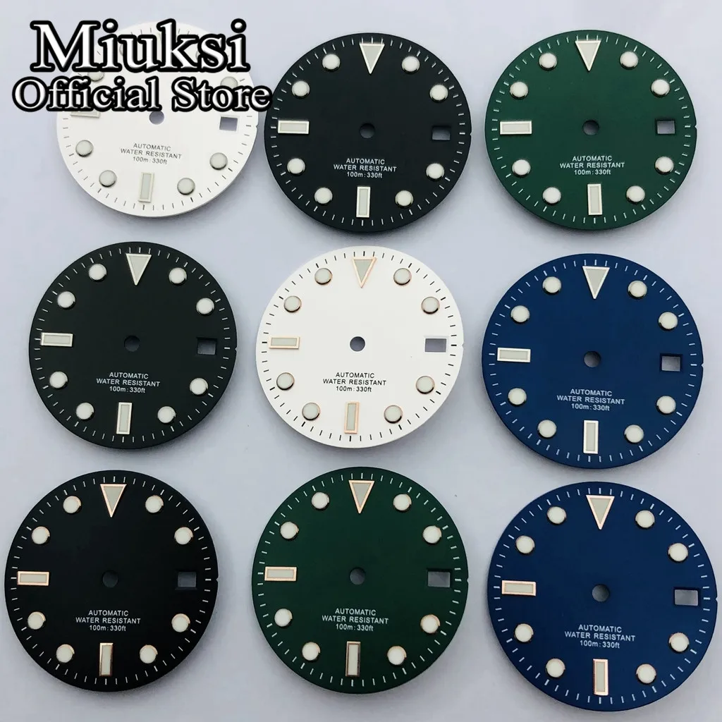 Miuksi 28,5mm schwarz weiß grün blau grau leucht zifferblatt fit NH35 ETA 2824 2836 Miyota 8215 821A Mingzhu DG2813 3804 bewegung Image