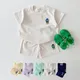 Koreanische Baby Jungen Sommer Kleidung Set Bestickt Bär Bunte Tees T shirts + Lose Shorts Anzug