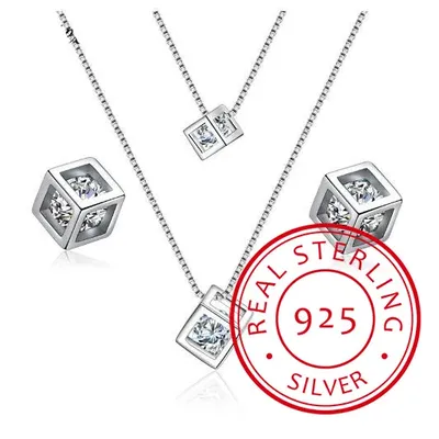 2019 Bijoux Neue Braut Schmuck Sets 925 Sterling Silber Schicht Choker Halsketten Zirkonia Würfel