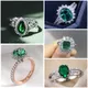 CAOSHI Edle Frauen Ringe Silber Farbe Intarsien Glanz Grün/Blau/Weiß Oval Zirkonia Mode Schmuck