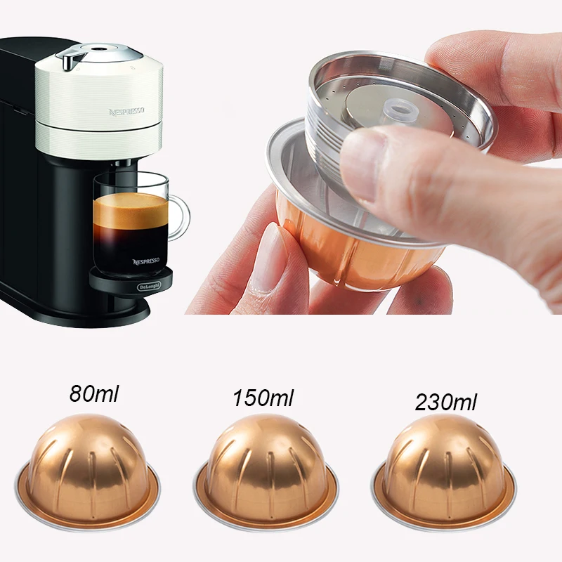Nur zur Verwendung mit Nespresso Vertuo Next Vertuoline wiederverwendbarem, nachfüllbarem Edelstahlkapsel-Kaffeefilter mit Originalkapsel Image