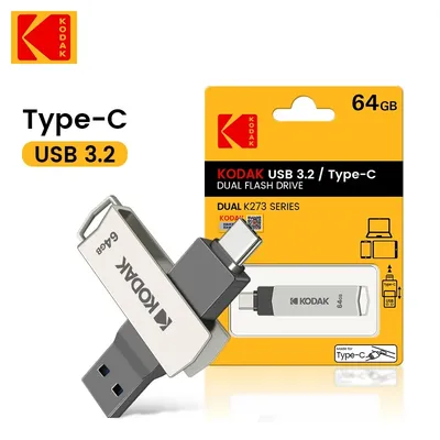 Original Kodak Typ C USB3.2 Flash-Laufwerk 32 GB 64 GB 128 GB 256 GB Computer Handy Dual-Use-USB-Flash-Laufwerk rotierend kreativ Image