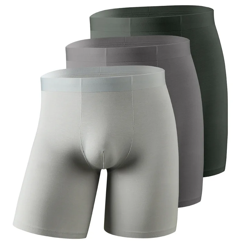 Männer Atmungsaktive Lange Bein Boxer Shorts Sport Große Größe Sexy Elastische Herren Höschen Cueca Männlichen Eis Seide Nahtlose Verlängern Kurze Hosen Image