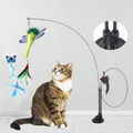 Interaktive Katze Spielzeug Lustige Simulation Feder Vogel mit Saugnapf Katze Stick Spielzeug für