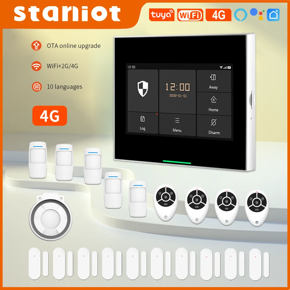 Staniot 433 MHz Wireless Wifi 4G Smart Home Security Alarm System Kits für Garage und Wohnunterstützung Tuya und Samrtlife APP Image