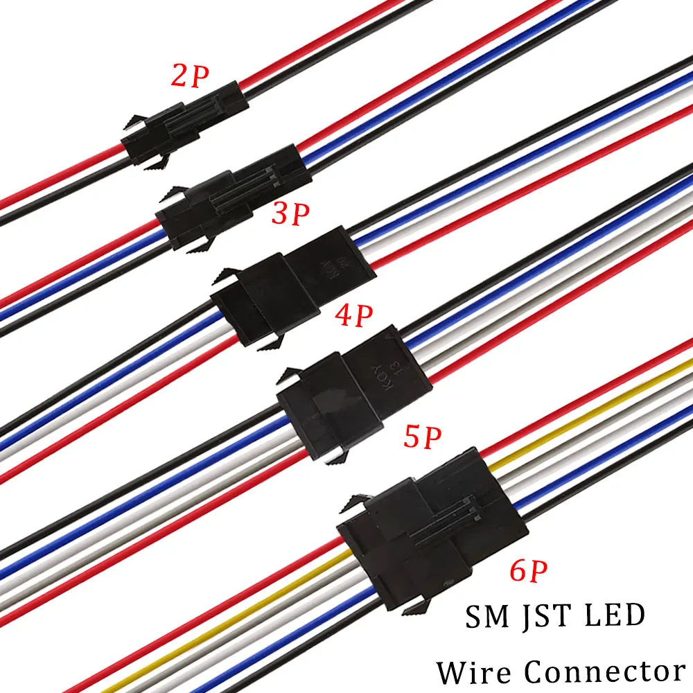 5 paar/10Pcs SM JST LED Stecker Kabel 2/3/4/5/6 Pin Steckdose Männlich Weiblich Draht Stecker Für RGB RGBW LED Streifen Licht Adapter Image