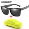 HOOLDW Quadratische Kinder-Sonnenbrille, Silikon, flexibel, sicher, für Kinder, polarisierte Sonnenbrille, Mädchen- und Jungenbrille, UV400, Baby-Sonnenbrille