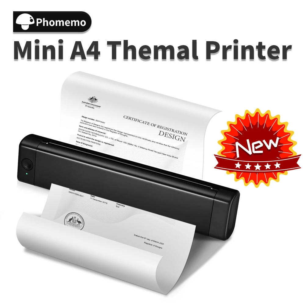 Phomemo M08F A4 tragbarer Thermodrucker, unterstützt 8,26"x11,69" A4-Thermopapier, kabellose mobile Reisedrucker für Auto und Büro Image