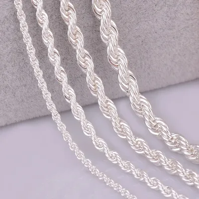 1 Stück Breite 2mm,3mm,4mm,5mm versilberte Seil kette Halskette Länge 8 "-32" DIY Schmuck