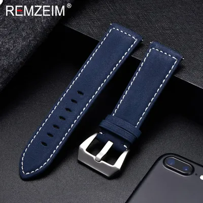 REMZEIM 18mm 20mm 22mm 24mm Matte Leder Armband Männer Frauen Strap Luxus Marke Rot Blau Grün uhr Image