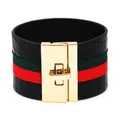 TOTABC Mode Frauen Leder Armbänder Rot Grün Band Armreifen Lock Design Breite Punk Charme Manschette