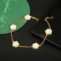 2023 luxus Grün Blume Natürliche Weiß Shell Blume Stein Armband Damen Geschenk Hohe Qualität Vier