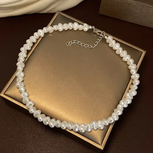 Schmuck Neue Trendy Unregelmäßigen Nachahmung Perle Halskette Temperament Einfache Handmade Strang