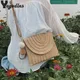 Sommer Strand Stroh Kupplung Tasche Nette Ball anhänger Crossbody-tasche für Frauen Reisen Schulter