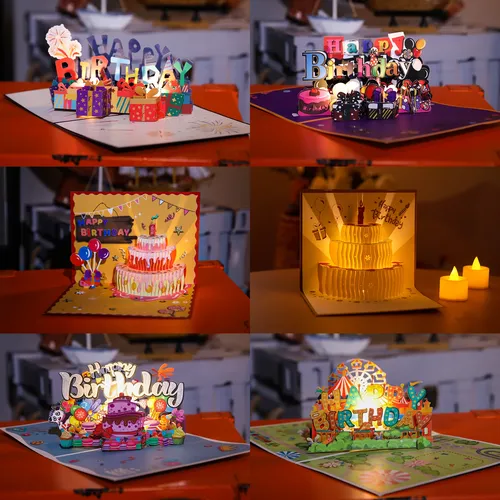 Musical Geburtstag Grußkarten 3D Pop Up Geschenk Karte mit Led Musik