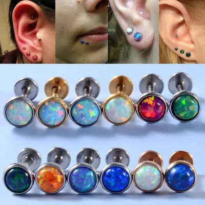 Los 3Pcs Opal Stein Labret Monroe Lip Stud Ohr Piercing Knorpel Tragus Helix Ohrring Nase Stud 16g