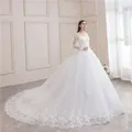 Hochzeits kleid neue Luxus voller Ärmel sexy V-Ausschnitt Brautkleid mit Zug Ballkleid Prinzessin