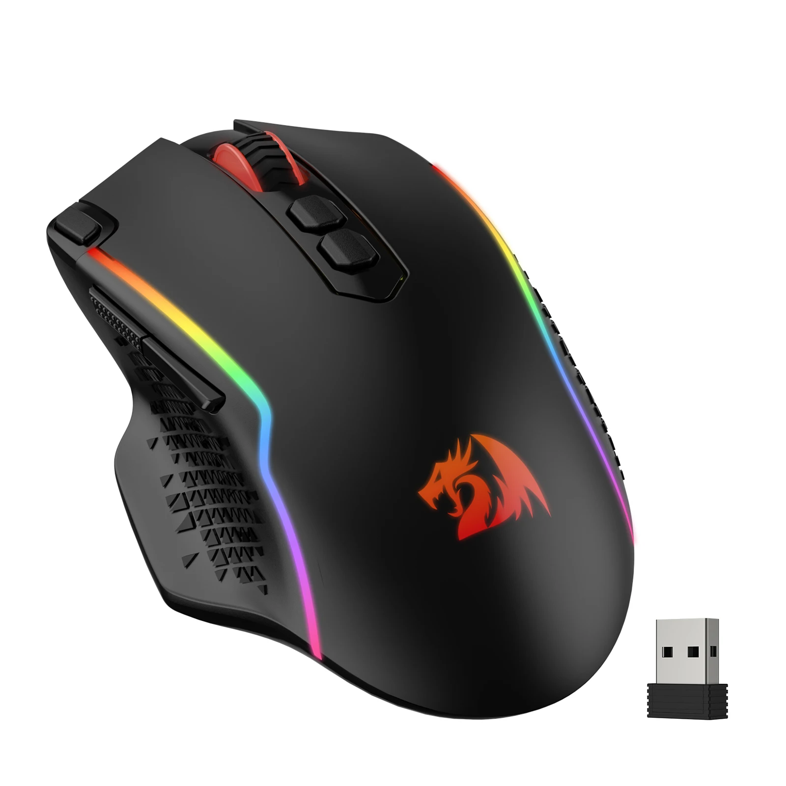 Redragon M810 Pro kabellose Gaming-Maus, kabelgebundene Gamer-Maus mit 10.000 DPI und Rapid Fire Key, 8 Makrotasten, schwarz/weiße Maus Image