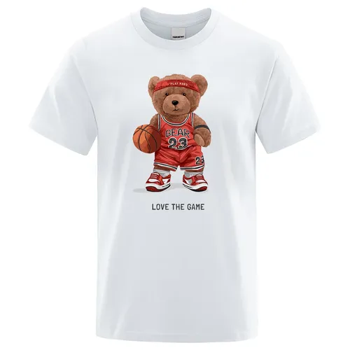 Teddybär 23 lieben das Spiel spielen Basketball drucken lustige T-Shirt Männer lose übergroße