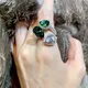 Drei-Stein-Fingerring Wasser tropfen Smaragd cz 925 Sterling Silber Party Ehering Ringe für Frauen