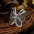 Vintage Silber Farbe Schmetterling Ring Für Frauen Vielseitig Mode Mädchen Zubehör Eule Engel Flügel
