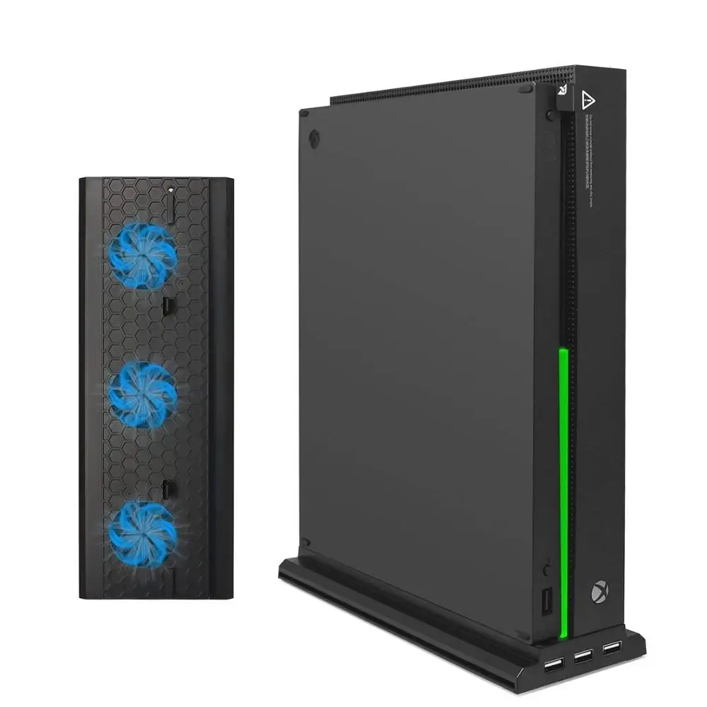 Neue Vertikale Ständer für Xbox one X mit 3 Lüfter + 3 USB-Port Hub Vertikalen Kühl Basis/dock für Xbox One X Spiel Konsole Image