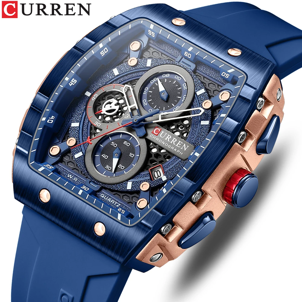 CURREN Mode Herrenuhr Marke einzigartiges quadratisches Design Luxus Quarz Sportband Uhren Herren wasserdicht Image
