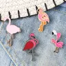 Unerschütterliche Liebe! Paar Flamingo Cartoon Broschen Nette Tier Emaille Abzeichen Kleidung Revers