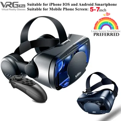Virtual Reality VR-Brille IMAX Riesiger Bildschirm HD 3D-Brille Google Cardboard Box VR-Headset-Helm für 5-7-Zoll-Telefon, unterstützt Gamepad