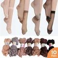 10 Pairs Sexy Ultra-dünne Elastische Seidige Kurze Seide Strümpfe Frauen Mädchen Ankle Socken Sommer