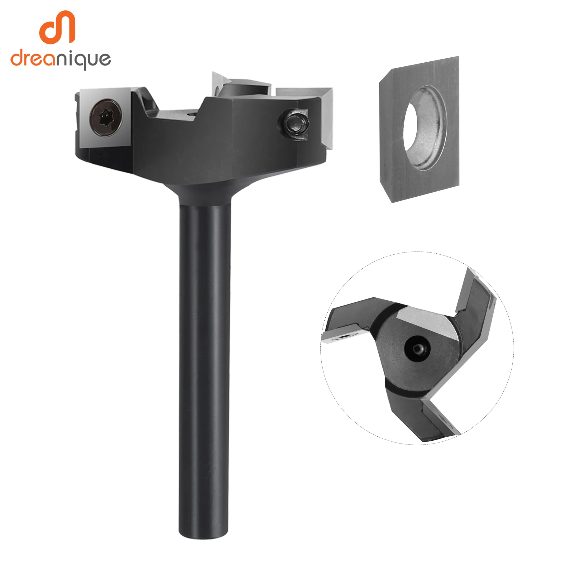 Dreanique 3 Flöten holz Hobel bohrer 35mm 60mm Schnitt durchmesser 8mm 12mm Schaft Spoil board Oberflächen fräser Bit Einsatz Hartmetall platte Image