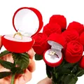 Samt Rose Blume Ring Box Rot Cteative Rose Ohrring Display Halter Geschenk Boxs Braut Hochzeit