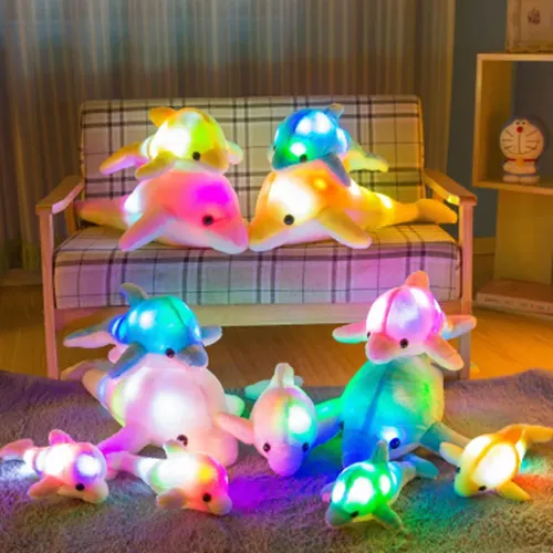 Heißer 32cm Nette Kreative Leucht Plüsch Spielzeug Delphin Puppe Glowing LED Licht Tier Spielzeug