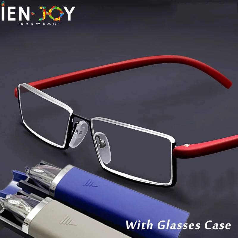 Ienjoy tr90 Lesebrille Anti-Blaulicht Lesebrille Männer Halb rahmen verschreibung pflicht ige Brille männliche Brille mit Etui 2019-2020 Image