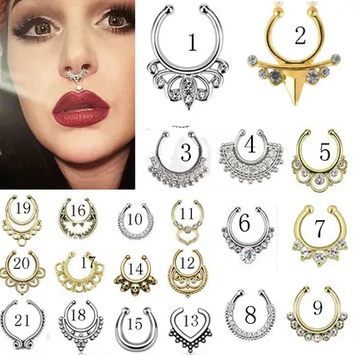 1 Pcs Edelstahl Gefälschte Nase Ring Clip Auf Septum Piercing Faux Hoop Indische Nase Ring Pircing