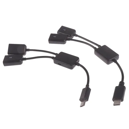 Micro USB / Typ C zu 2 OTG Dual Port HUB Kabel Y Splitter für Tablet Android Maus Tastatur Micro-USB