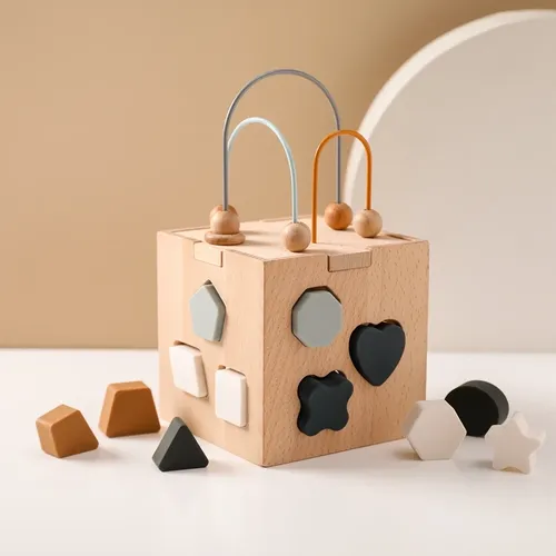 Montessori Puzzle Bildung Stapeln Spielzeug Holzkiste Spielzeug Silikon geometrische Form Blöcke