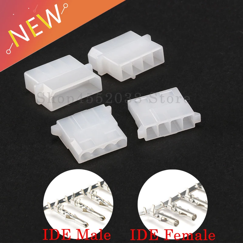 10 Stück ATX / EPS Molex 5,08 mm 4 Pin Stecker/Buchse Stromanschlussgehäuse + Anschlüsse für Computer ATX EPS Power Image