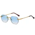 Braun rahmen los gold metall damen sonnenbrille randlose gradienten linse blau mode sonnenbrille für