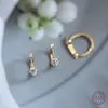 925 Sterling Silber Einfache Glänzende Kristall U-förmigen Ohrringe Frauen Punk Hip Hop Street Art 14 k Vergoldung schmuck Geschenk