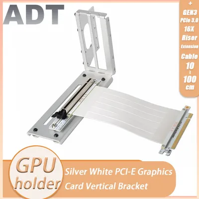 Riser Silber Weiß PCI-E Grafikkarte Vertikale Halterung GPU Halter + GEN3 PCI-E 3,0 4,0 16X Riser Image