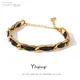 Yhpup Trendy Leder Kette Armband Schmuck Edelstahl Metall 18 K Erklärung Armband für Frauen Bijoux
