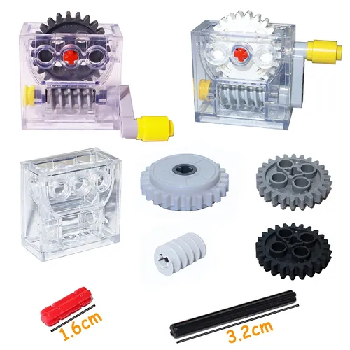 Technische Wurm Getriebe Hohe-Tech Teile Turbine Box 2x4x 3 1/3 Getriebe Anzug Bausteine Technologie