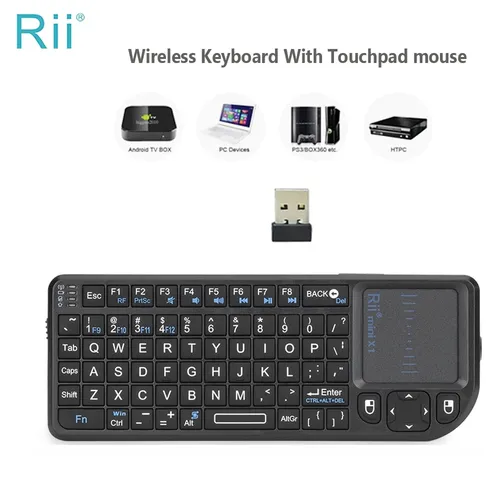 Rii x1 2 4 ghz mini kabellose tastatur englisch/es/fr tastaturen mit touchpad für android tv