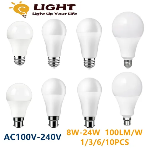 1-10PCS LED energiesparlampe AC120V AC220V 8W-24W E27 B22 hohe lumen ohne flimmern 3000K/4000K/6000K