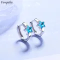 Fanqieliu Silber Nadel blau Kristall Stern Creolen für Frauen neue Schmuck Mädchen Geschenk trendy