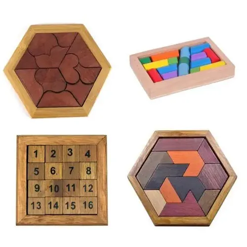 Holz Bord Puzzle Kinder Educational Math Tangram Puzzles Spiel Spielzeug für Erwachsene Kinder
