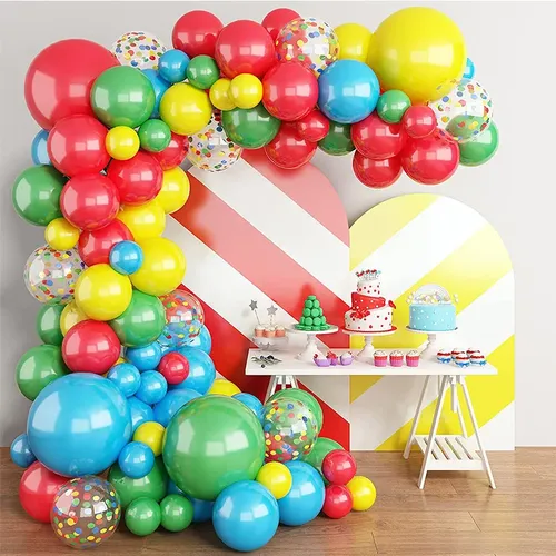 Karneval Zirkus Luftballons Bogen Girlande Kit rot gelb blau grün Ballon Zirkus Spielzeug Party