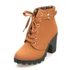 Stiefel Frauen Schuhe Frauen Mode High Heel Lace Up Ankle Stiefel Damen Schnalle Plattform